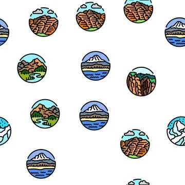 Mountain landscape hill nature vector seamless pattern Stock Illustration