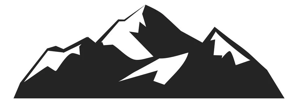 Mountain landscape icon. Sharp peaks range logo in vintage style Stock Illustration