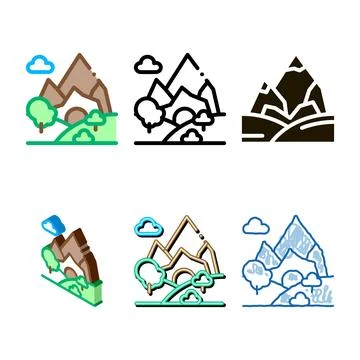 Mountain landscape icon vector pack outline 스톡 일러스트