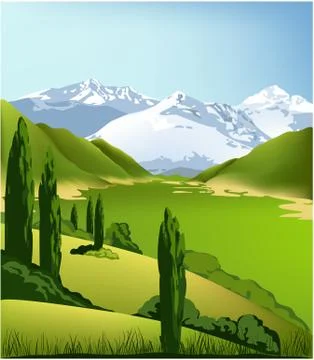 Mountain landscape Stock Illustration