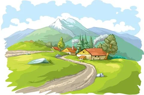 Mountain Landscape Stock Illustration