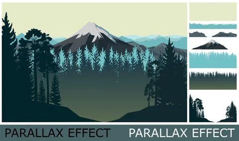 Mountain landscape. Image from layers for overlay with parallax effect. Haunt Stock Illustration
