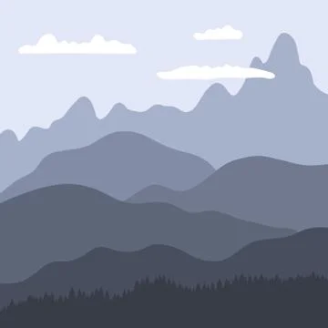 Mountain landscape layers - vector background illustration. Hills and mountai Stock Illustration