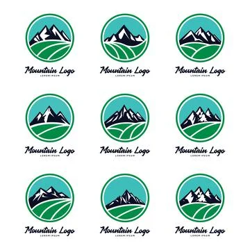 Mountain Landscape Logo Design Set Stock Illustration