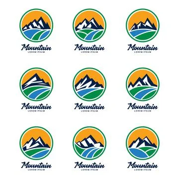 Mountain Landscape Logo Template Set Stock Illustration