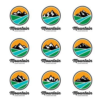 Mountain Landscape Logo Template Vector Collection Stock Illustration
