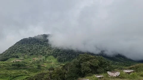 Mountain Landscape with Low-Hanging Clouds Stock Footage 291380675