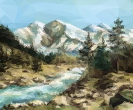Mountain Landscape Low Poly Stock Illustration
