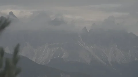 Mountain Landscape with Mist and Clouds in South Tyrol, Italy Stock Footage 344008865