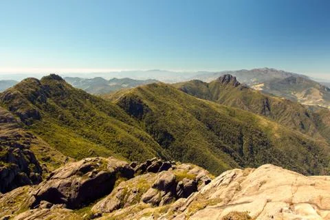 Mountain landscape from mountain summit Stock Photos