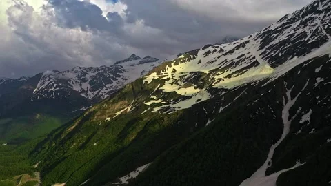 Mountain landscape moving clouds in Russia Stock Footage 243857772
