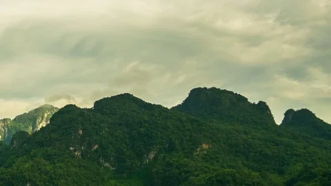 Mountain landscape with moving clouds time lapse Stock Footage 74278996