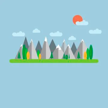 Mountain, landscape, nature Stock Illustration