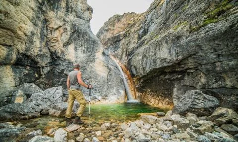 Mountain landscape, nature. Siberia. waterfall Stock Photos