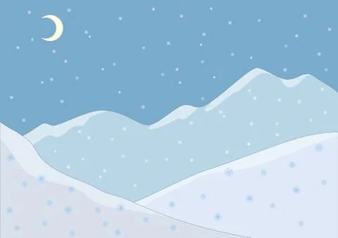 Mountain landscape in night Stock Illustration