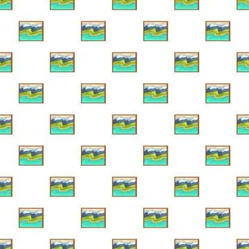 Mountain landscape painting pattern creating a seamless background Stock Illustration