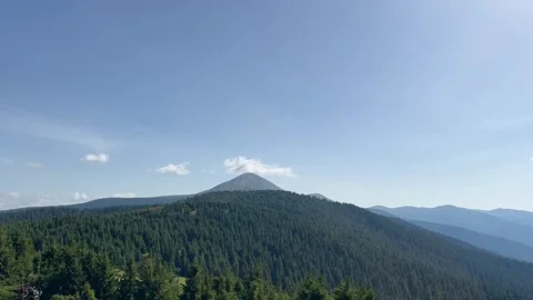 Mountain landscape with pine forest and blue sky. View from the top of the mount Stock-Footage 250569842