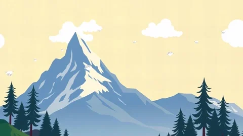 Mountain Landscape with Pine Trees: Snowy peaks in view. Stock Footage 307978639