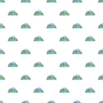 Mountain landscape repeat pattern with blue lake Stock Illustration