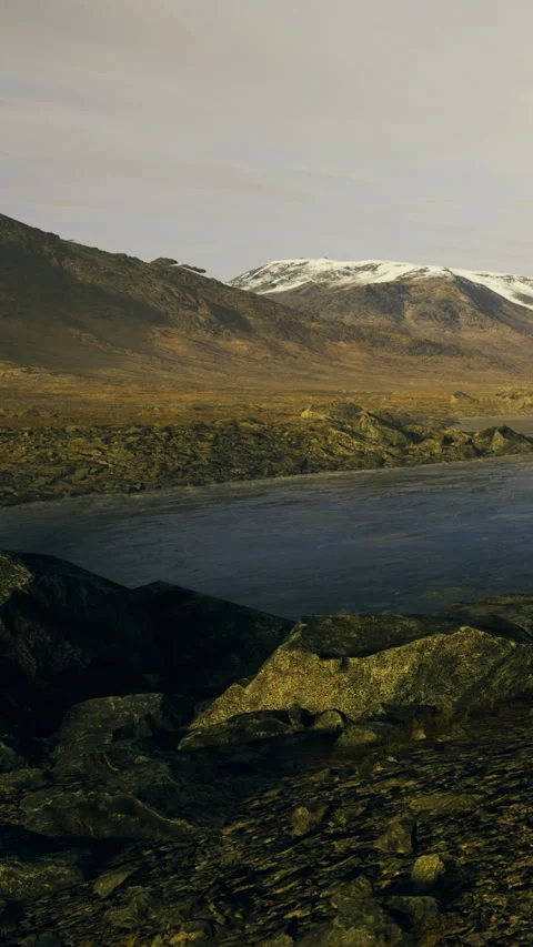 Mountain landscape with river and rocks during daytime in a remote area Stock Footage 335964654