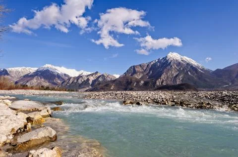 Mountain landscape with river. Stock Photos