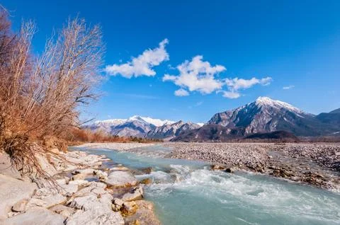 Mountain landscape with river. Stock Photos