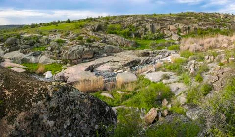 Mountain landscape with river Stock Photos