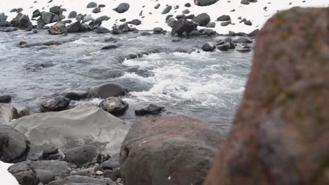 Mountain landscape with river in volcano landscape, Iceland Stock Footage 135190679