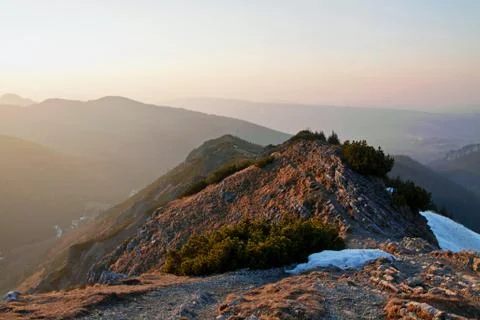 Mountain landscape with rock path Stock Photos