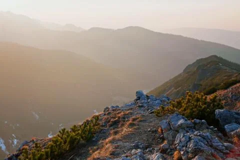 Mountain landscape with rock path Stock Photos