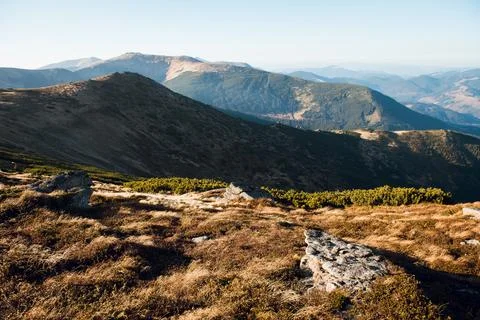 Mountain Landscape with Rolling Hills Stock Photos