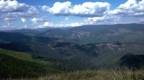 Mountain Landscape, Running Clouds With Mountain and Trees , Timelapse Video stock 65411889