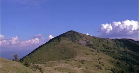 Mountain Landscape, Running Clouds With Mountain and Trees and River, Timelapse Stock Footage 65411908