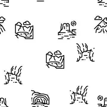 Mountain Landscape Seamless Pattern Vector Stock Illustration