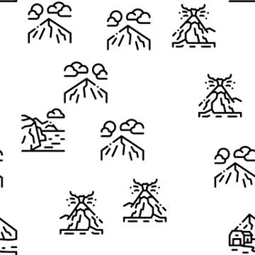 Mountain Landscape Seamless Pattern Vector Stock Illustration