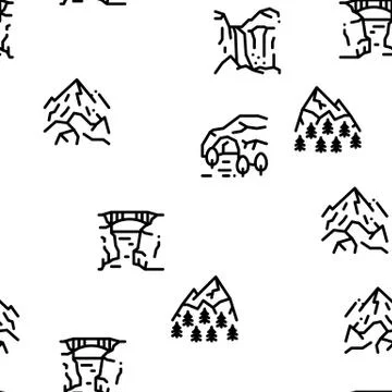 Mountain Landscape Seamless Pattern Vector Illustrazione stock