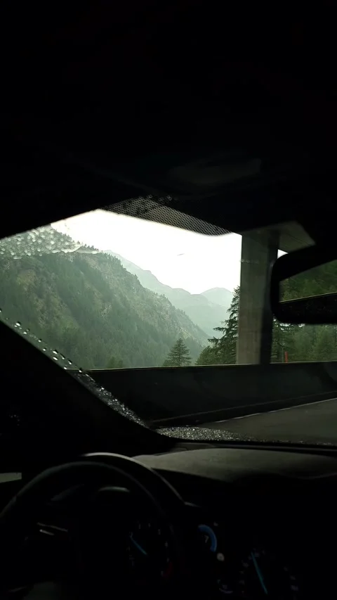 Mountain Landscape Seen Through Car Window While Traveling Stock Footage 342751447