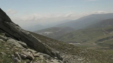 Mountain landscape with ski resort in background Stock Footage 52127431