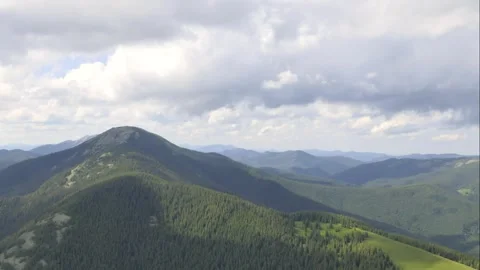 Mountain landscape slow motion of moving clouds in the Carpathians. Timelapse of Stock Footage 251999552