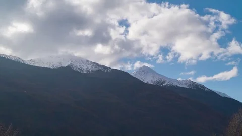 Mountain landscape with snow and cloud motion Stock Footage 70037710