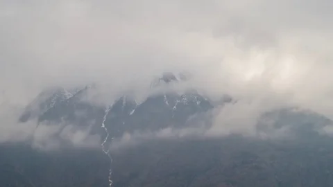 Mountain landscape with snow and cloud motion, hyper lapse video Stock Footage 70619458