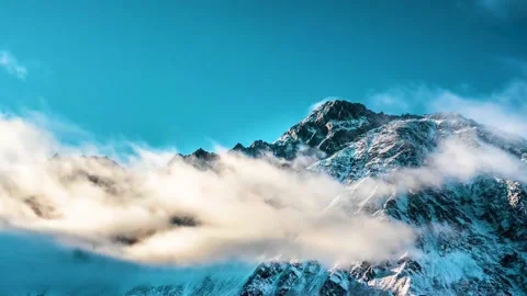 Mountain landscape snow covered alpine sharp peaks. Stock Footage 167306010