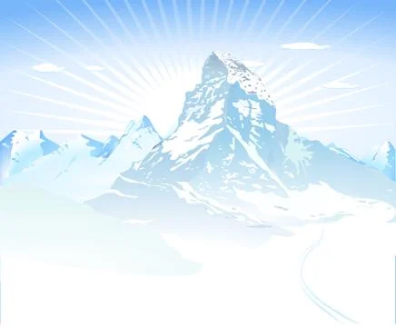 Mountain landscape in the snow Stock Illustration