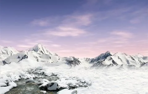 Mountain landscape with snow Stock Photos