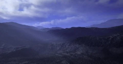 Mountain landscape with soft light and cloudy sky at dawn Stock Illustration