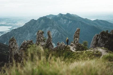 Mountain Landscape with Soft Light and Green Hills Stock Photos