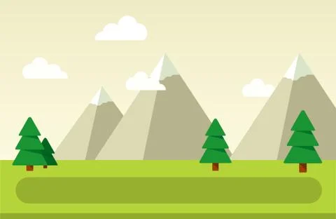 Mountain landscape with spruce flat isolated Stock Illustration