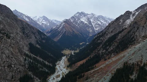 Mountain Landscape with Steep Slopes and Conifer Forest Stock Footage 324759703