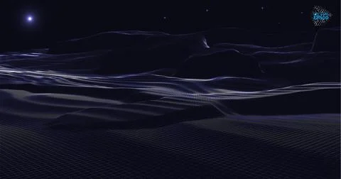 Mountain landscape in the style of wire-frame. The cosmic landscape of anothe Stock Illustration