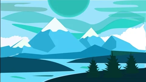 Mountain landscape with sun Stock Footage 142117015